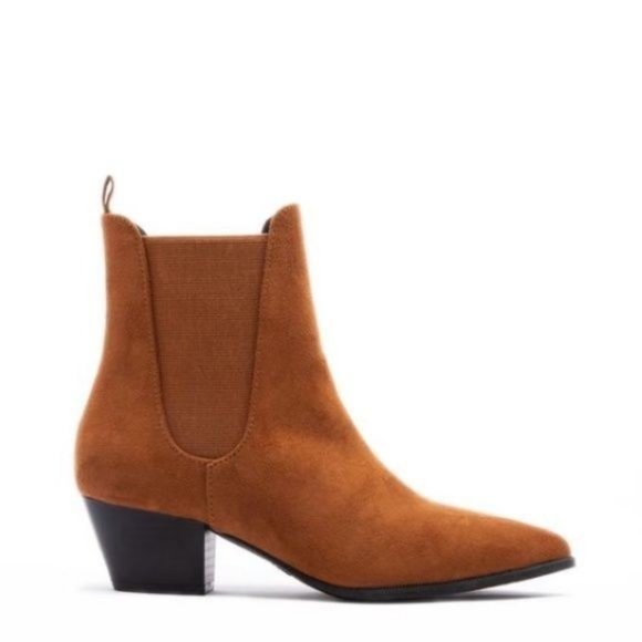 !! NEW !! Faux Suede Pull On Chelsea Ankle Boots in Maple Brown - Picture 7 of 8